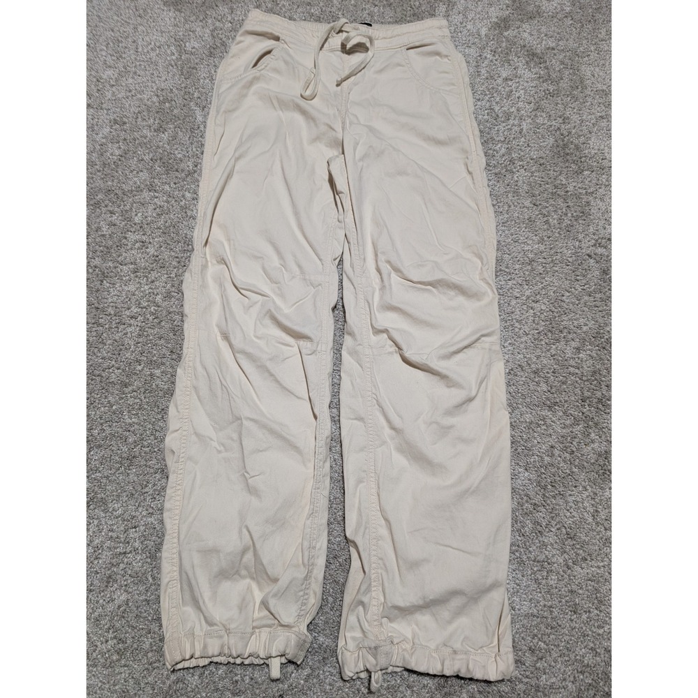 Hollister Womens Beige Parachute Baggy Cargo Pants Drawstring Waist XS